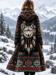 Veste en flanelle épaisse pour femme Viking Wolf Head Aztec