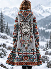 Veste en flanelle épaisse pour femme Viking Wolf Head Aztec