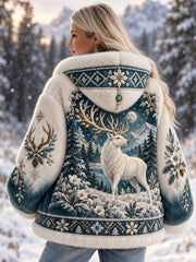 Veste en flanelle à motifs animaux nordiques pour femme
