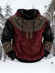 Sweat à capuche en flanelle imprimé viking pour homme