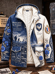 Veste décontractée à capuche pour homme, imprimé patchwork, style Jour de l’Armistice français