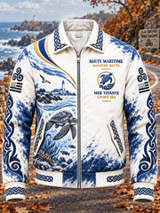 Veste zippée décontractée blanche pour homme, imprimé tortues de Bretagne française