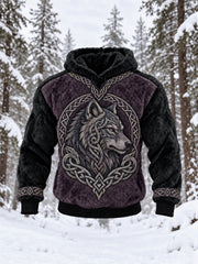 Sweat à capuche en flanelle imprimé viking pour homme