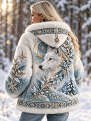 Veste en flanelle à motifs animaux nordiques pour femme