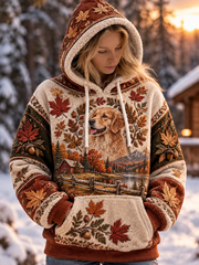 Sweat à capuche en flanelle motif animal pour femme