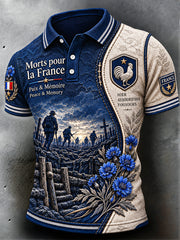Polo décontracté pour homme, motif militaire patchwork, Jour de l’Armistice français