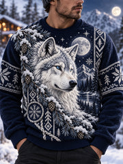 Sweat-shirt en flanelle à motifs animaux nordiques pour homme