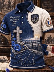 Polo décontracté pour homme, imprimé militaire, en hommage aux anciens combattants de l'Armistice du 11 novembre