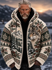 Sweat à capuche en flanelle à imprimé animal nordique pour hommes