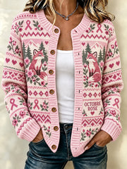 Cardigan imprimé avec boutons, sensibilisation au cancer du sein chez les femmes, en France