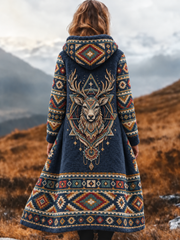 Veste en flanelle épaisse pour femme, style nordique vintage, tête de cerf aztèque