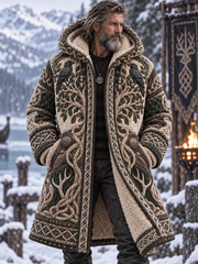 Sweat à capuche doublé polaire motif viking pour homme