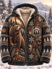 Sweat à capuche en flanelle à imprimé animal nordique pour homme