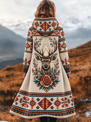 Veste épaisse en flanelle pour femme, style nordique vintage, motif tête de cerf aztèque