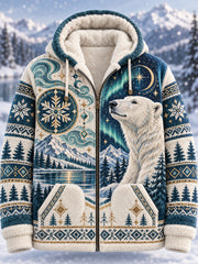 Sweat à capuche en flanelle à imprimé animal nordique pour homme