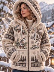 Veste en flanelle à motifs animaux nordiques pour femme