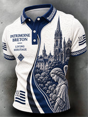 Polo décontracté à rayures bretonnes pour homme