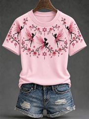 T-shirt à manches courtes et col rond pour femmes, motif cancer du sein