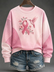 Sweatshirt à imprimé cancer du sein pour femmes