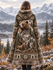 Veste en flanelle à motifs animaux nordiques pour femme