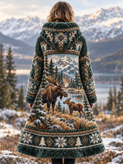 Veste en flanelle à motifs animaux nordiques pour femme