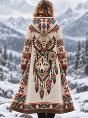 Veste en flanelle vintage pour femme, style viking et aztèque avec motifs animaliers