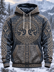 Sweat à capuche oversize à épaules tombantes pour homme, inspiré de la culture viking, avec poches