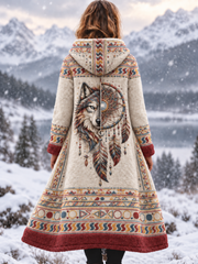 Veste en flanelle vintage pour femme, style viking et aztèque avec motifs animaliers