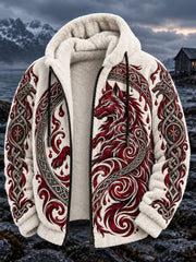 Sweat à capuche zippé en flanelle style viking pour homme