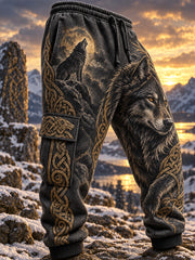 Pantalon de survêtement décontracté à imprimé graphique rétro style nordique VikingScandinavian pour hommes