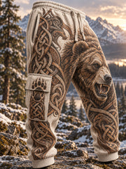Pantalon de survêtement décontracté pour homme, imprimé graphique style rétro nordique/viking/scandinave