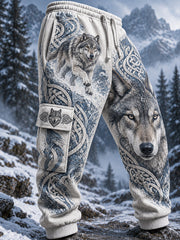 Pantalon de survêtement décontracté pour homme, imprimé graphique style rétro nordique/viking/scandinave