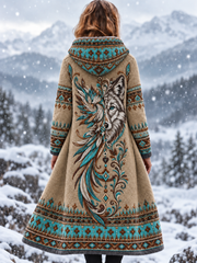 Veste en flanelle vintage pour femme, style viking et aztèque avec motifs animaliers