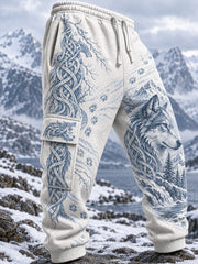 Pantalon de survêtement décontracté pour homme, imprimé graphique style rétro nordique/viking/scandinave