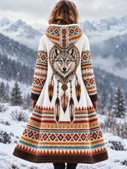 Veste en flanelle vintage pour femme, style viking et aztèque avec motifs animaliers