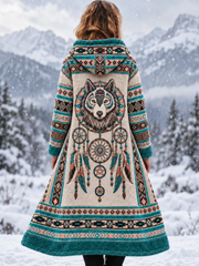 Veste en flanelle vintage pour femme, style viking et aztèque avec motifs animaliers
