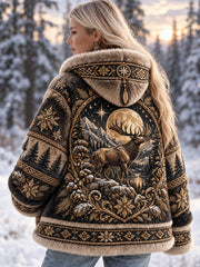 Manteau en flanelle pour femme Nordic Forest Animals