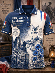 Polo décontracté imprimé patchwork du jour de l'Armistice du drapeau français pour hommes