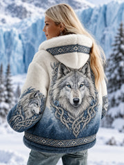 Veste Confortable Femme Style Nordique Viking/Scandinave Art-Print Décontracté en Flanelle