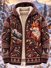 Veste à capuche en flanelle Nordic Forest Animal Homme
