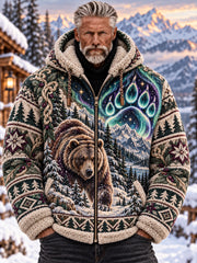 Veste à capuche en flanelle pour homme, motif animaux de la forêt nordique