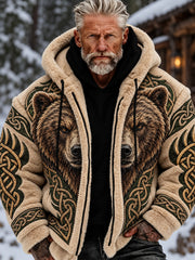 Veste en flanelle décontractée à imprimé graphique style vikingscandinave pour homme