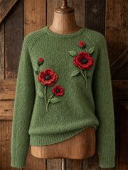 Pull femme Classy Papaveraceae imprimé floral ras du cou