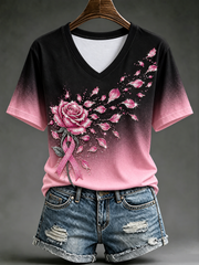 T-shirt à manches courtes pour le cancer du sein chez la femme