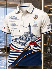 Polo décontracté pour homme à imprimé patchwork, édition anniversaire 400 ans de la Marine française