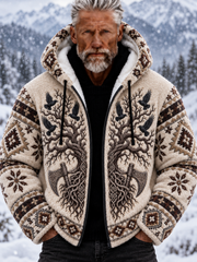 Veste vintage en flanelle épaisse pour homme, motif tête de loup viking et motifs aztèques