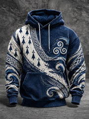 Sweat à capuche oversize à épaules tombantes pour homme, de style breton français, avec poches