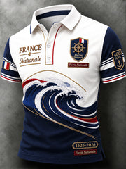 Polo homme imprimé patchwork, 400e anniversaire de la Marine française