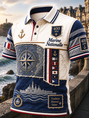 Polo de ville pour homme à imprimé patchwork, édition anniversaire 400 ans de la Marine française