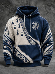 Sweat à capuche oversize à épaules tombantes pour homme, de style breton français, avec poches